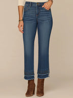 Jean with Double Layer Stud Fray Hem