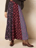 Patchwork Floral Maxi Skirt – Bohemian Mixed-Pattern Long Skirt