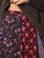 Patchwork Floral Maxi Skirt – Bohemian Mixed-Pattern Long Skirt