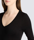 Slim Merino Long Sleeve V‑Neck